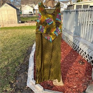 Vintage Caribou New York Green Snakeskin Pattern Sundress